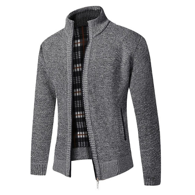 Tom Polo - snygg stickad tröja med dragkedja för män (italiensk design)