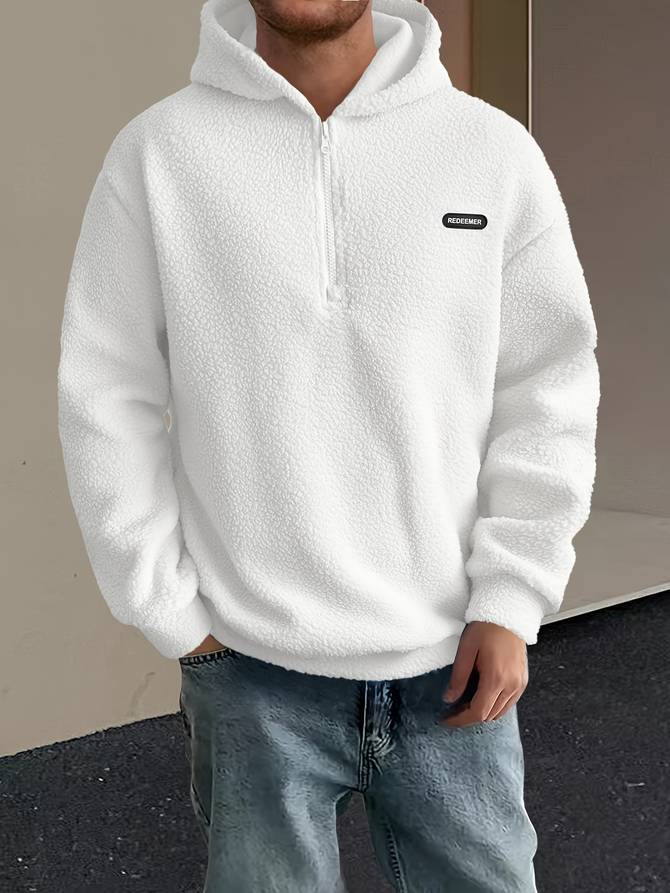 Fleecepullover med huva