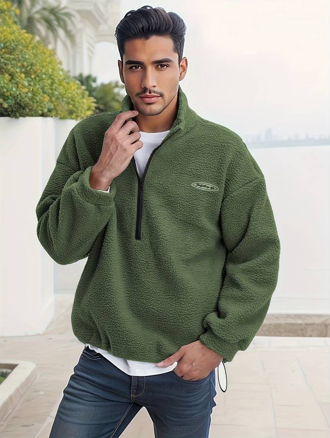 Fleece pullover med V ringning
