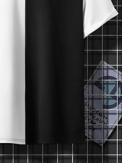 Robert - snygg t-shirt i färgblock med korta ärmar och rund hals