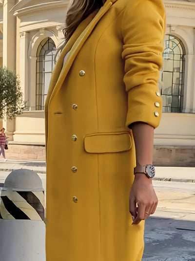 Elegant dubbelknäppt kappa med lapelkrage - Nadema
