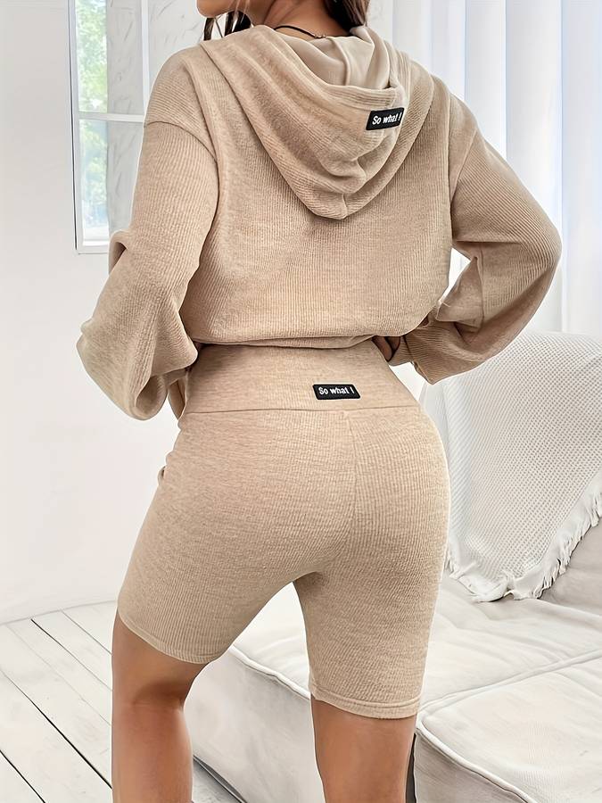 Aline - Kvinnor Bekväm Huva & Shorts Set