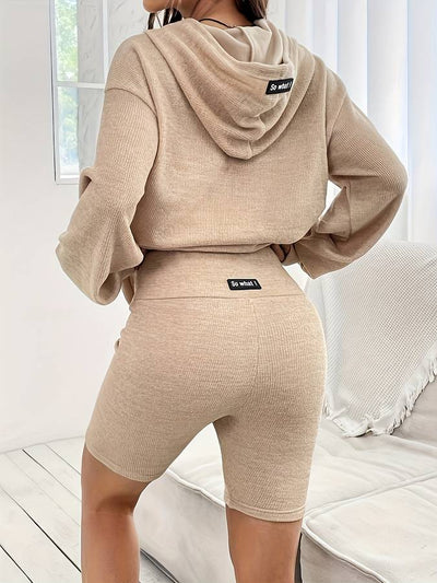 Aline - Kvinnor Bekväm Huva & Shorts Set