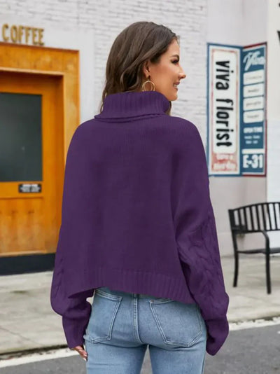 Damtröja med turtleneck i tjockt stickat - vintermode 2024