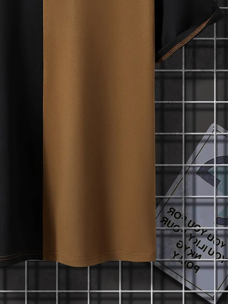 Robert - snygg t-shirt i färgblock med korta ärmar och rund hals