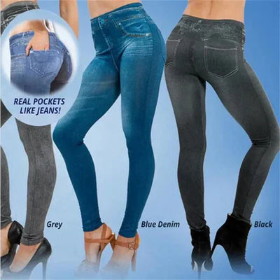 Bernadine - leggings gjorda av denimimitation