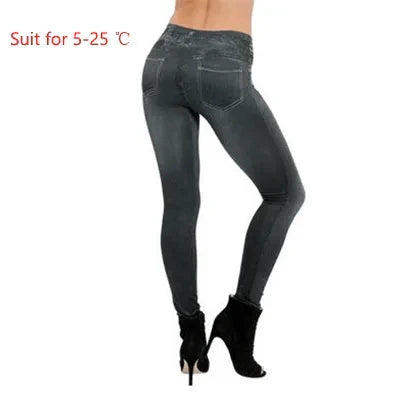 Bernadine - leggings gjorda av denimimitation