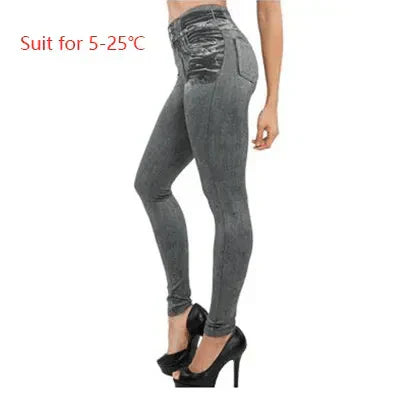 Bernadine - leggings gjorda av denimimitation