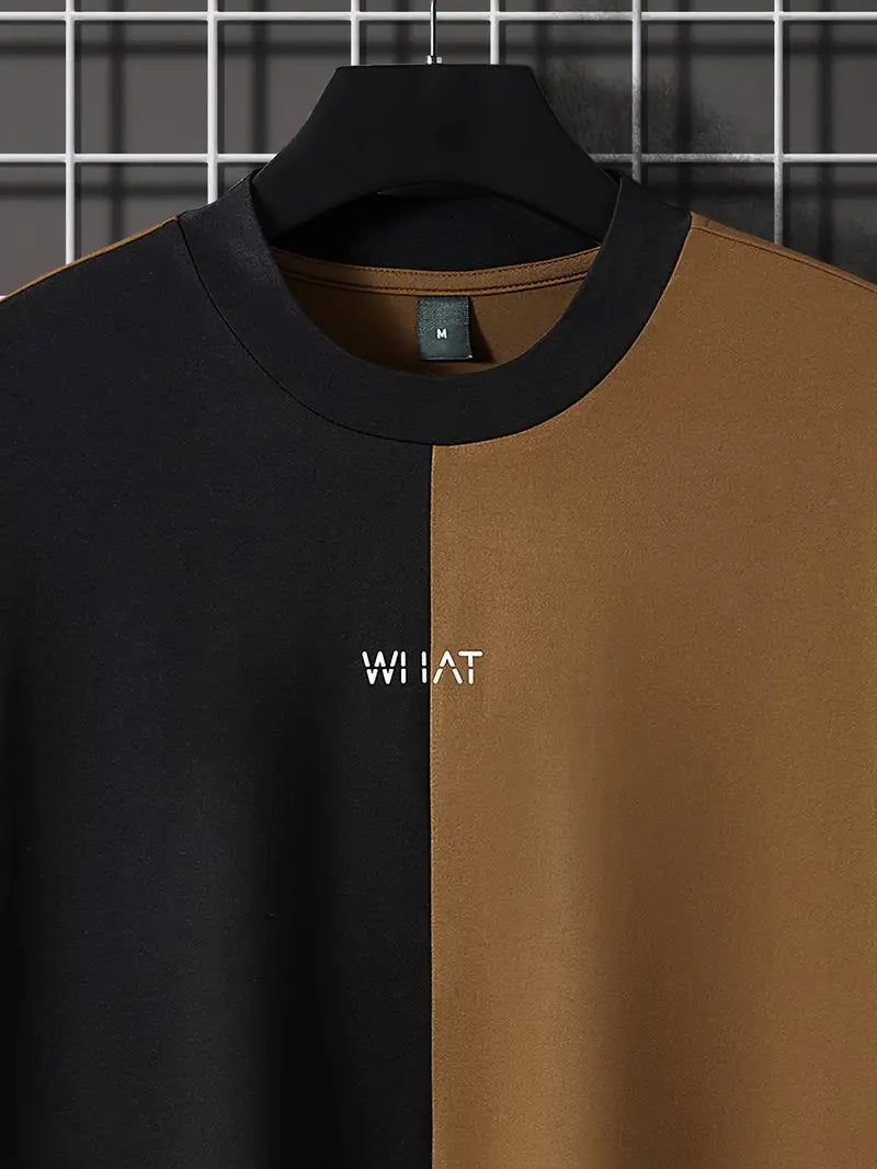 Robert - snygg t-shirt i färgblock med korta ärmar och rund hals