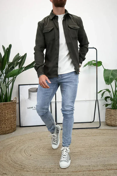 Martin – bomullsöverskjorta med knappslå