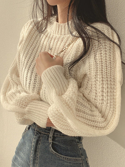 Bela-pullover - modern chunky stickad tröja för kvinnor