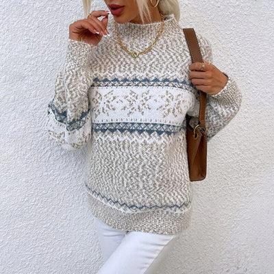 Agnes – oversized tröja med fair isle-mönster och ståkrage