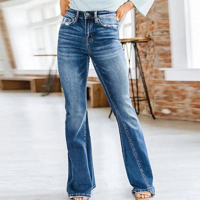 Trendiga jeans med hög midja för modemedvetna kvinnor på vintern