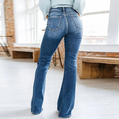 Trendiga jeans med hög midja för modemedvetna kvinnor på vintern