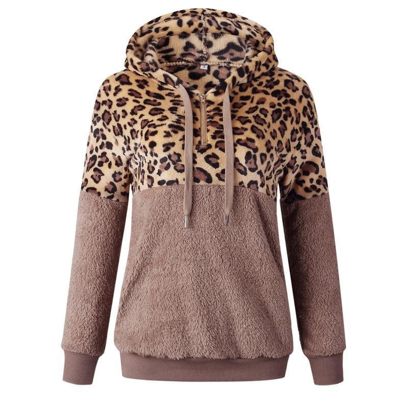 Teddy pullover - extremt varm och mysig hoodie med snyggt leopardmönster för våren