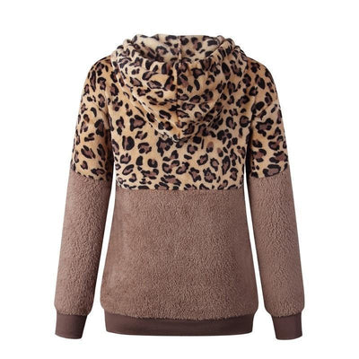 Teddy pullover - extremt varm och mysig hoodie med snyggt leopardmönster för våren