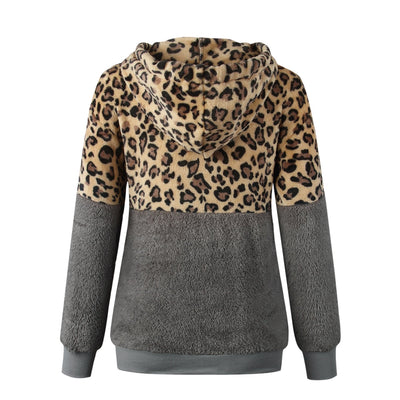 Teddy pullover - extremt varm och mysig hoodie med snyggt leopardmönster för våren