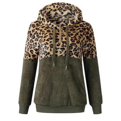 Teddy pullover - extremt varm och mysig hoodie med snyggt leopardmönster för våren