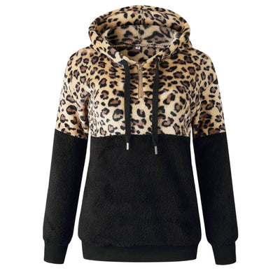 Teddy pullover - extremt varm och mysig hoodie med snyggt leopardmönster för våren
