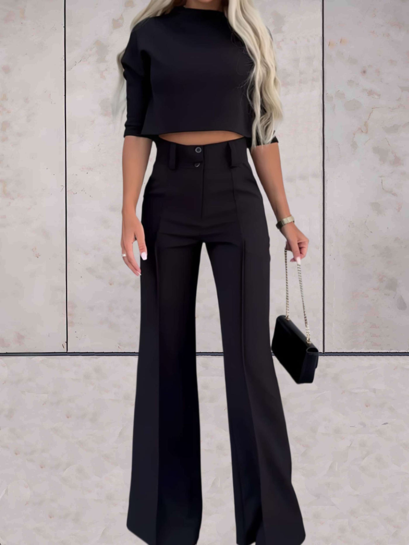 Grace - Kvinnor Crop Top & Vida Byxor Set