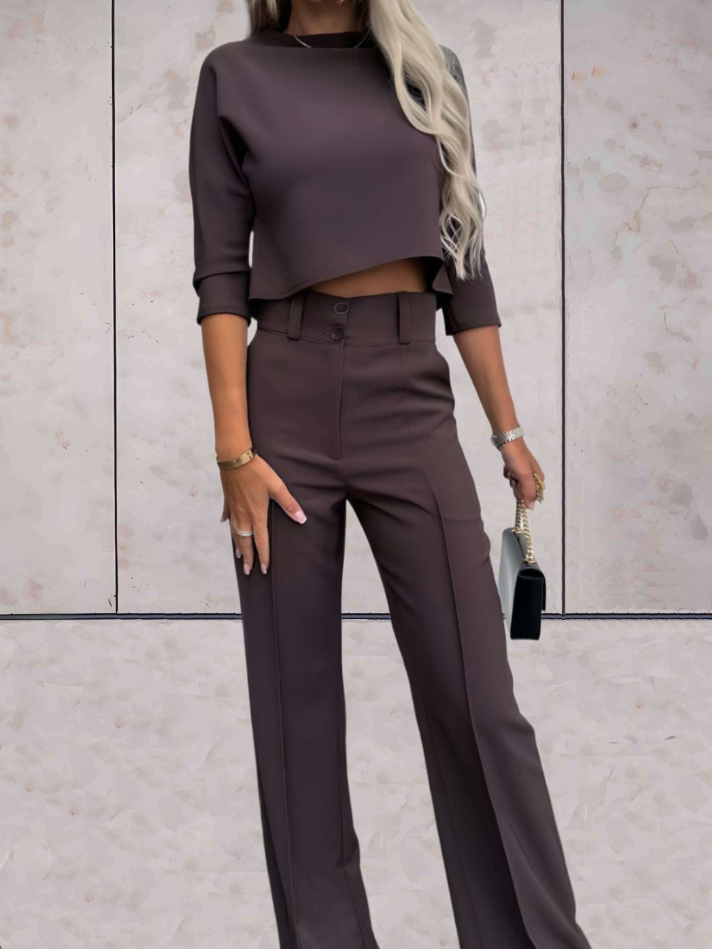 Grace - Kvinnor Crop Top & Vida Byxor Set