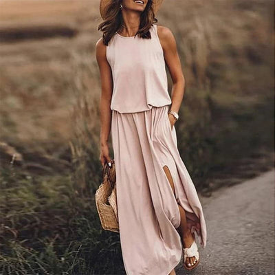 Aurelia - elegant lång boho klänning med resår i midjan