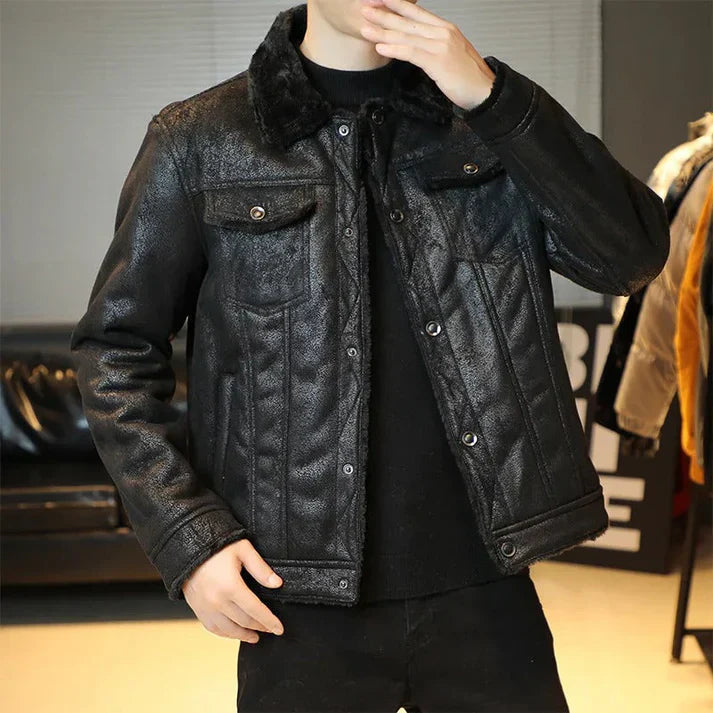 Casual bomber-stil skinnjacka för män | perfekt för vardagar