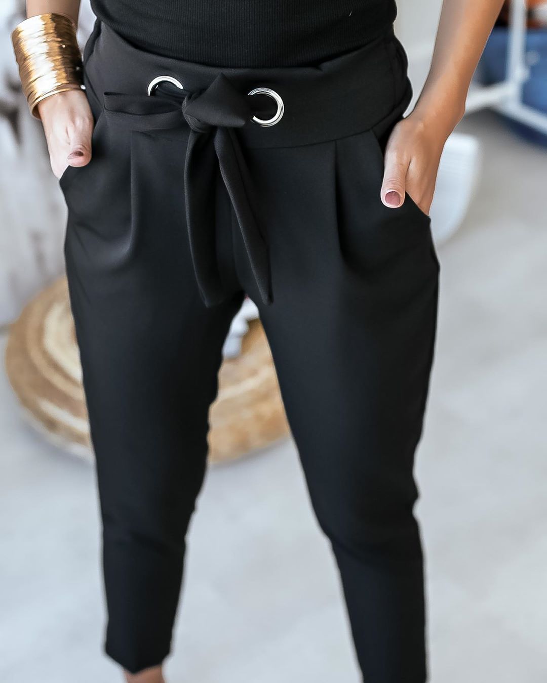 Angelien - Casual Byxor med Hög Midja
