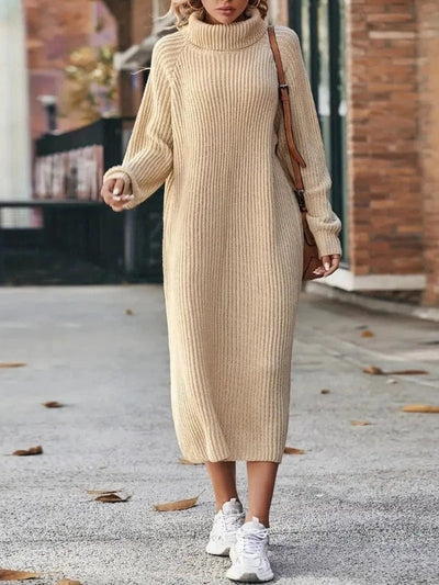 Paula - Kvinnors Mjuka Turtleneck Stickade Klänning
