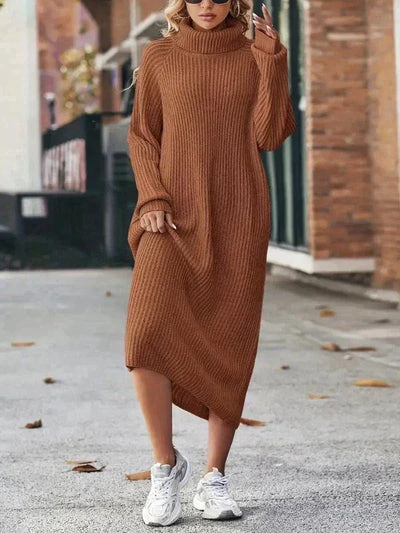Paula - Kvinnors Mjuka Turtleneck Stickade Klänning